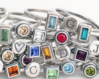 Silver Stacking Ring | Ring Set | Birthstone Rings | Initial Rings | Stackable | Stacking | Stack | Design your Own Ring Set