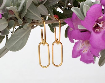 Minimalist Gold Paperclip Chain Earrings: Dainty Link Jewelry