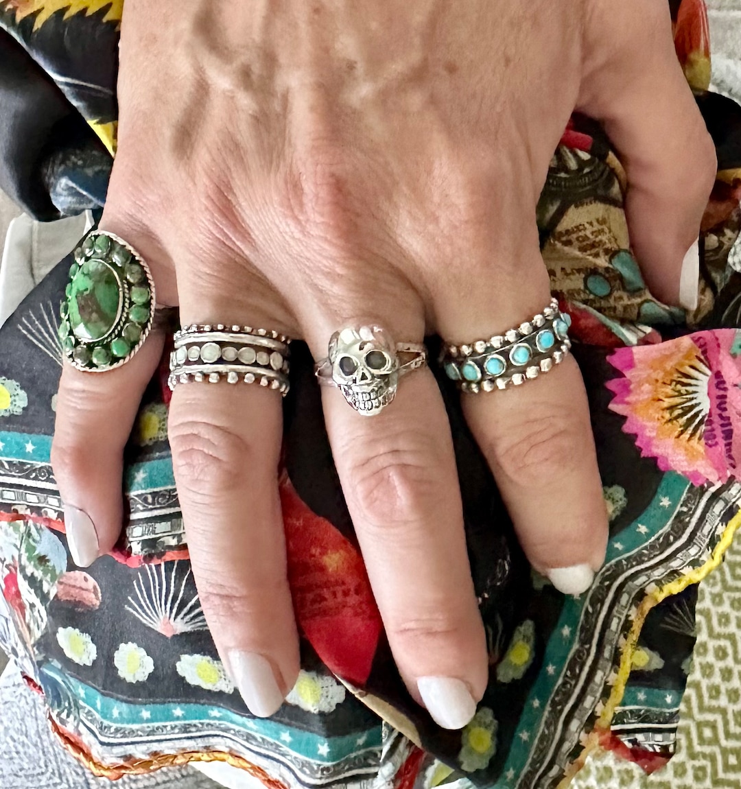 Sterling Silver Skull Ring: Chunky Biker Rock Star Jewelry - Etsy