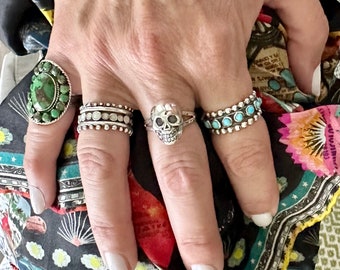 Silver Skull Ring • Skull Ring • Rock Star Rings • Ring with Skulls • Chunky Ring • Biker Ring • Minimalist • Unique Jewelry • Gothic