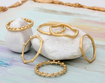 Handmade Gold Vermeil Stacking Ring Set: Sterling Silver Bands