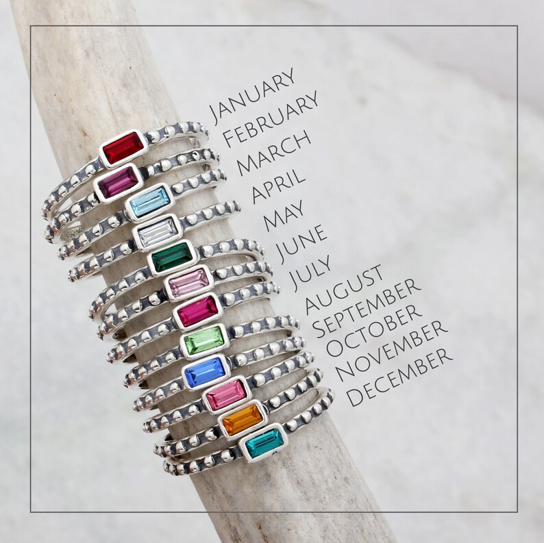 Stacking Rings Sterling Silver Stack Birthstone Rings Etsy