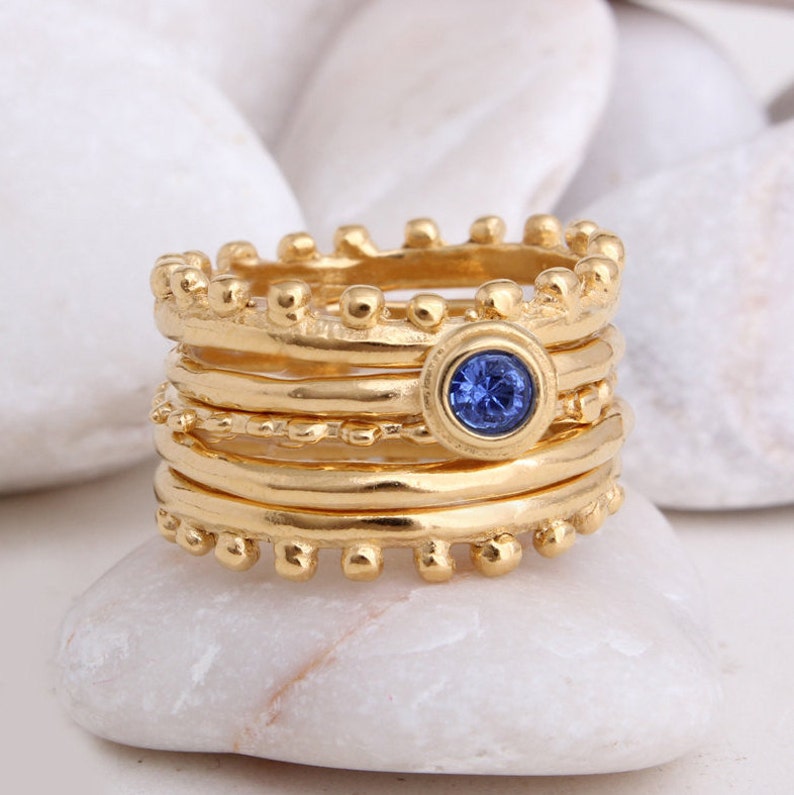 Gold Stackable Ring Set Gold Stacking Bands Minimalist Etsy