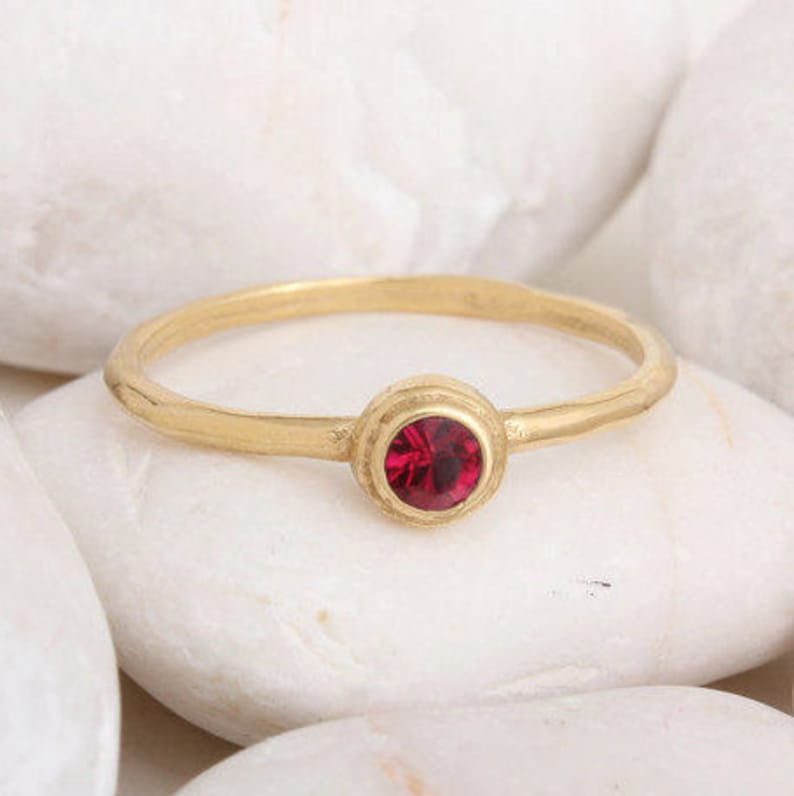 Gold Birthstone Ring Stacking Ring Stackable January February March April May June July August September October November December afbeelding 4