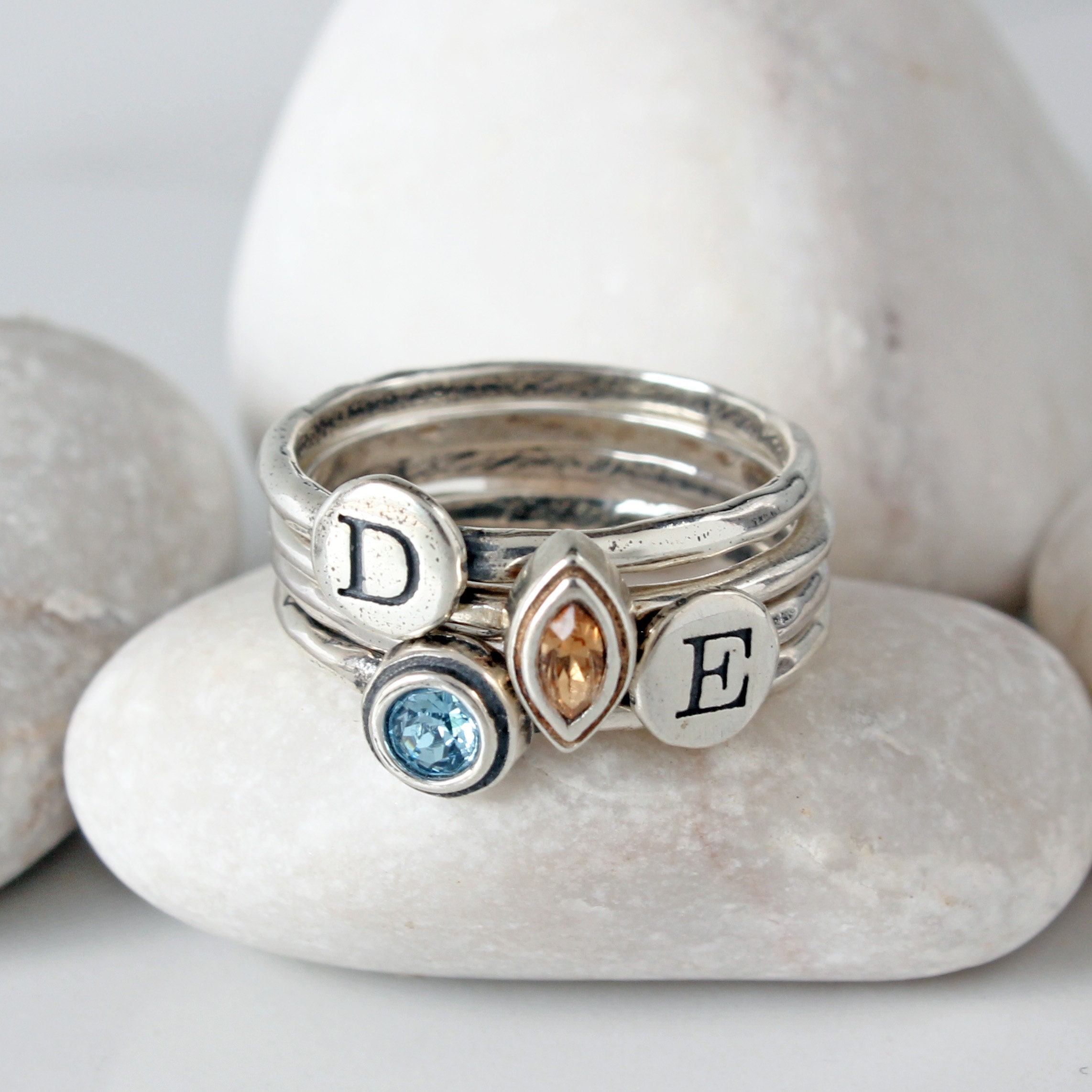 September November Rings November Birthstone Ring in Silver. Stackable Mothers Ring With Topaz ...