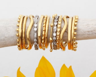 Stackable Ring Set | Stack Ring Set | Handmade Jewelry | Stacking Gold Rings | Gold Bands | Dainty Rings | Unique Gift | ToozyStudio
