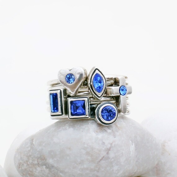 September Birthstone Ring in Sterling Silver • Stacking Birthstone