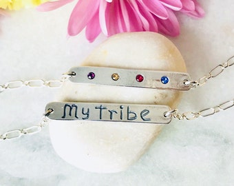 My Tribe Sterling Bracelet • Birthstone Bracelet • Family Bracelet • Gemstone Bracelet • Gift for Mom • Mothers Day Gift • Boho Jewelry