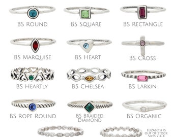 Sterling Birthstone Rings • January • February • March • April • May • June • July • August • September • October • November • December