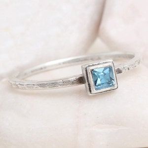 Birthstone Ring in Silver • Stack Ring for January, February, March, April, May, June, July, August, September, October, November, December