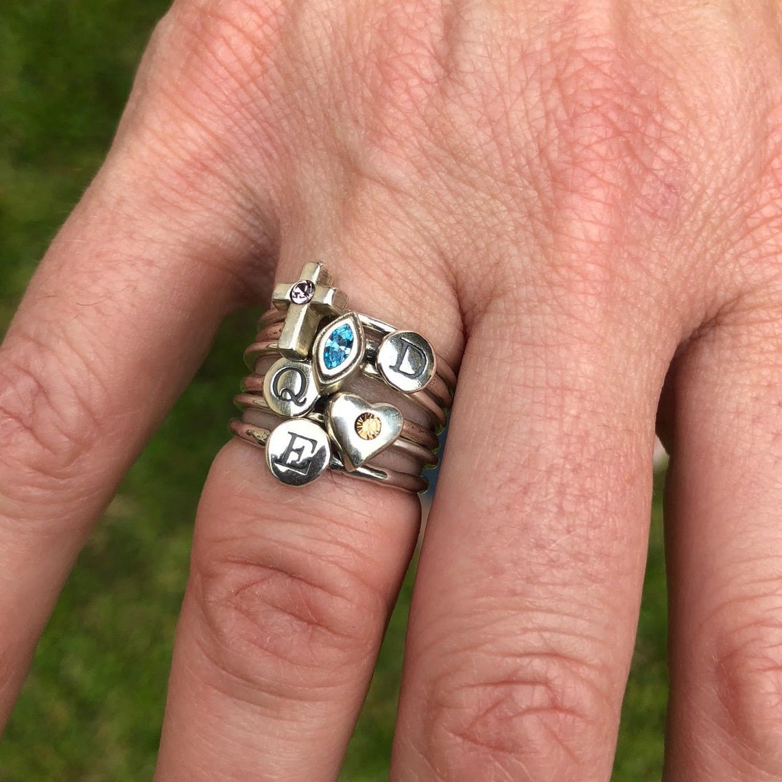 September November Rings November Birthstone Ring in Silver. Stackable Mothers Ring With Topaz ...
