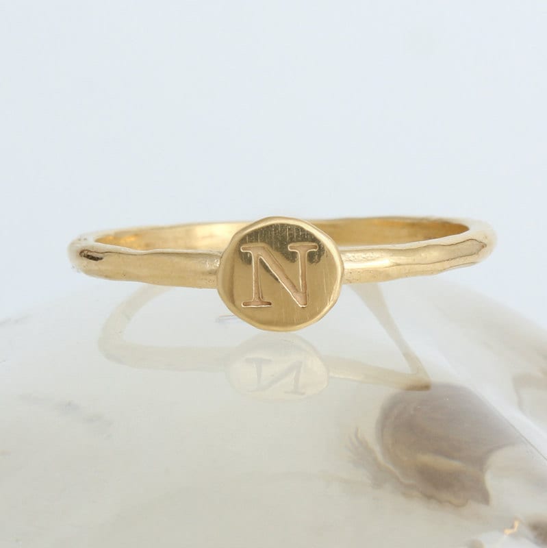 Gold Rings Gold Initial Rings Stackable Initial Ring in - Etsy