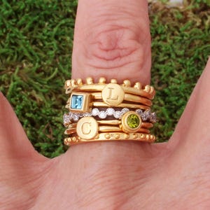 Stack Rings Sterling Silver Stackable Birthstone Ring Initial Ring Mothers Rings Ring for Mom Gemstone Rings BEST SELLER image 9
