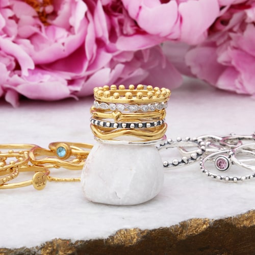 Mixed Metal Stacking Rings Sterling Silver and 24K Gold - Etsy