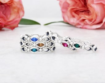 Stack Rings •  Silver Stackable Birthstone Rings • Marquise Bands • Mothers Rings • Ring for Mom • Gemstone Rings • Unique Rings • CHELSEA