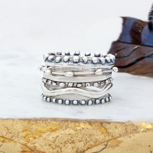 Stack Silver Rings Birthstone Rings Initial Rings Sterling Silver Ring Set Design Your Own Ring Unique Gift for Her image 5