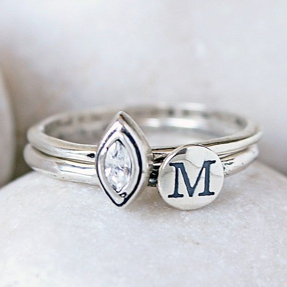 ring with initial and birthstone