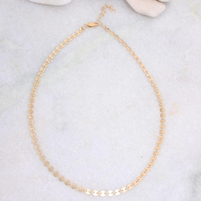 Gold Smooth Coin Choker Necklace Gold Filled. - Etsy