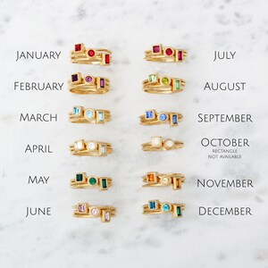 Gold Birthstone Ring Stacking Ring Stackable January February March April May June July August September October November December afbeelding 9