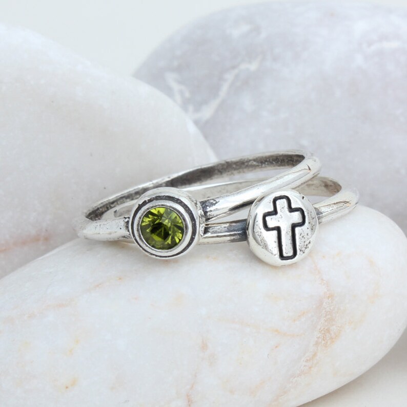 Eve Beaded Cross Stacking Ring