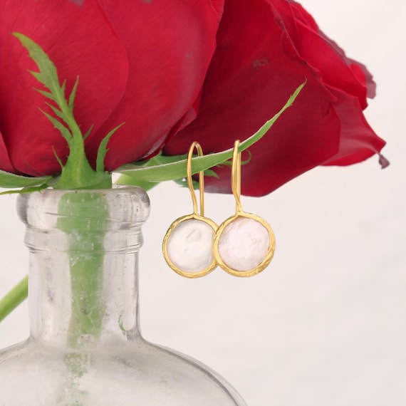 Gold Dangle Gemstone Earrings: Ruby, Emerald, Sap… - image 1