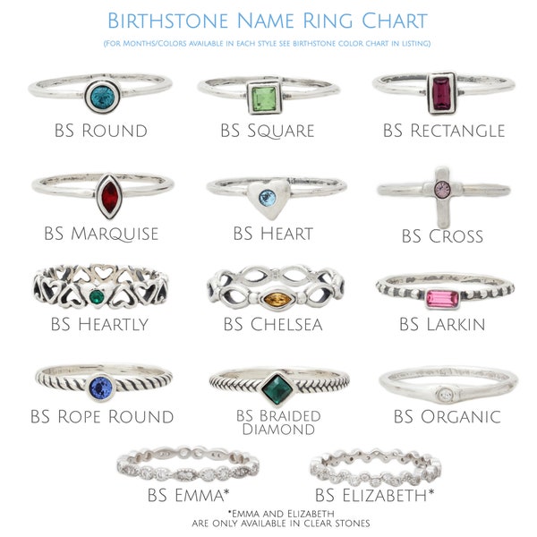 Sterling Birthstone Rings • January • February • March • April • May • June • July • August • September • October • November • December