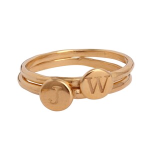 Gold Rings • Gold Initial Rings • Stackable Initial Ring in 24K Vermeil ...