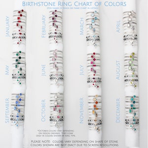 Set aus 3 stapelbaren Familien-Geburtssteinringen Edelsteinringe aus Sterlingsilber Personalisiertes Geschenk Geschenk für junge Mutter Minimalistische Ringe Bild 10