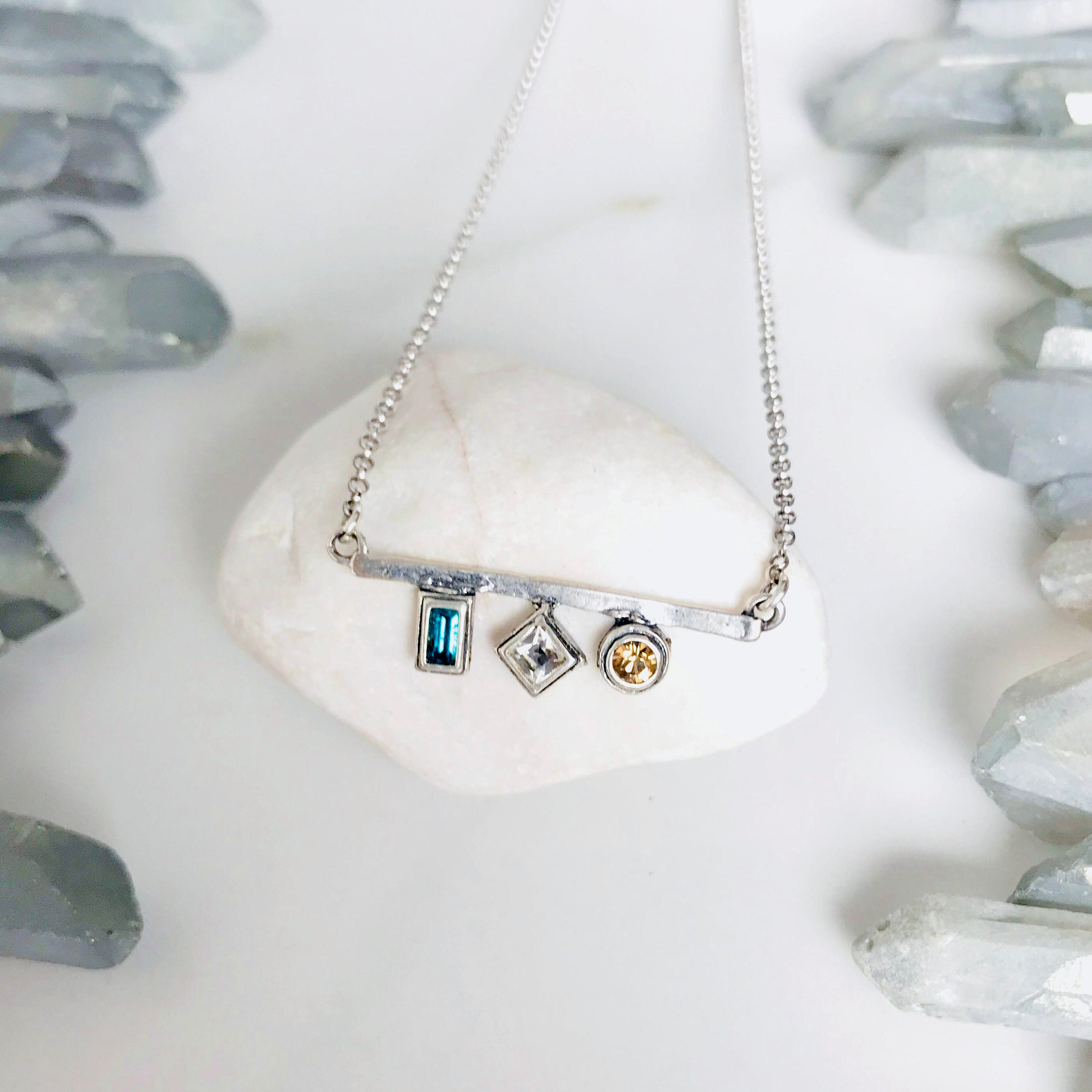 Birthstone Bar Necklace in Sterling Silver Necklace with Etsy