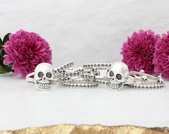 Anel de caveira em prata esterlina: anel empilhável Rocker Biker Goth