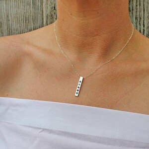 Sterling Silver Bar Necklace with Birthstones Mothers Birthstone Necklace Vertical Bar Necklace Family Birthstone Necklace TOTEM image 3