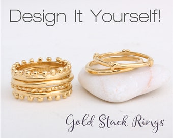 Gold Stackable Ring Set • Gold Stacking Bands • Minimalist Rings • Dainty Stack Rings • Dainty Rings • Multiple Ring Set