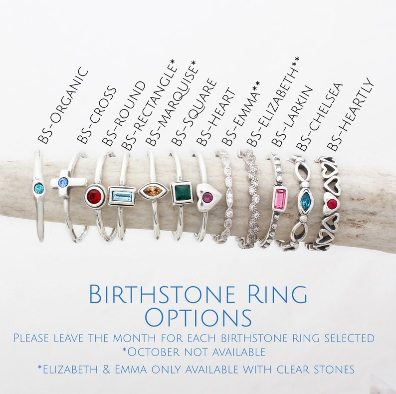 Stacking Initial Rings and Birthstone Rings in Silver Stack - Etsy