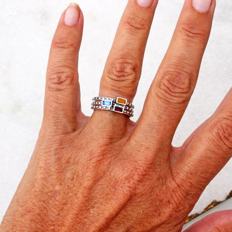 Stacking Rings Minimalist Rings Birthstone Bands Mothers Rings Ring for Mom Gemstone Rings Boho Jewelry LARKIN image 6
