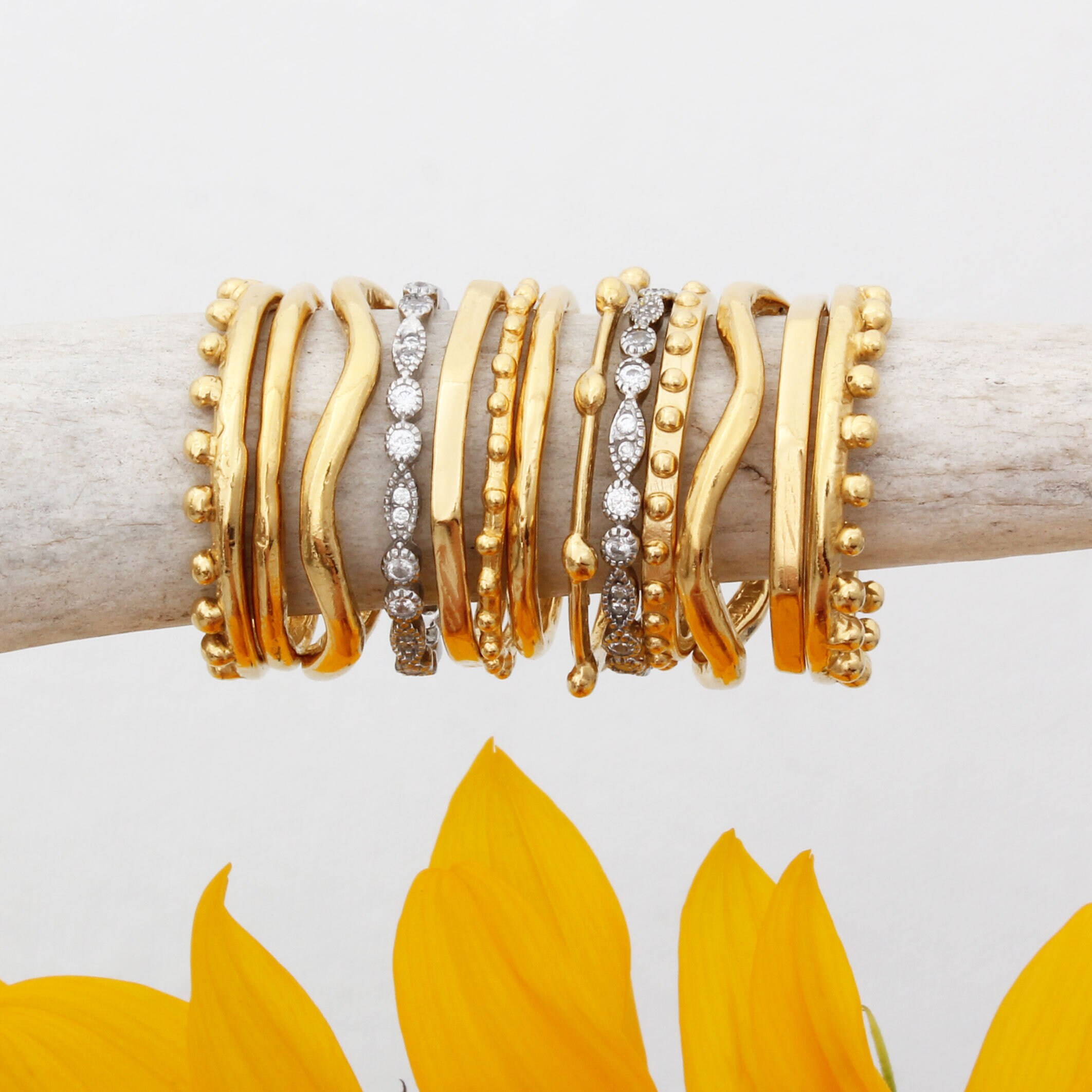 Gold Stack Rings Stackable Rings Handmade Bands Stacking Etsy