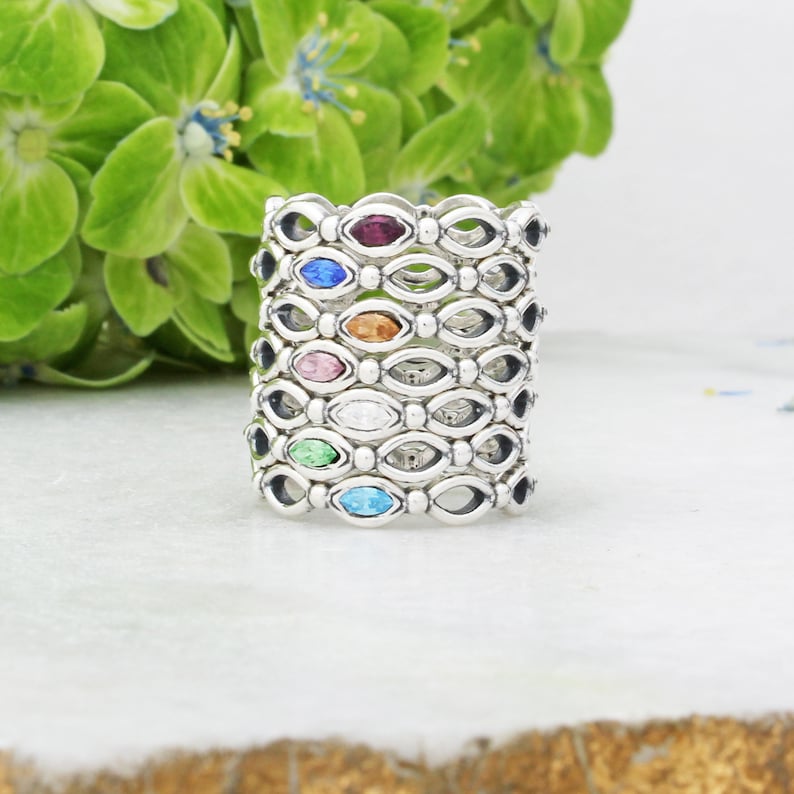 Stack Rings \u2022 Silver Stackable Birthstone Rings \u2022 Marquise Bands \u2022 Mothers Rings \u2022 Ring for Mom \u2022 Gemstone Rings \u2022 Unique Rings \u2022 CHELSEA