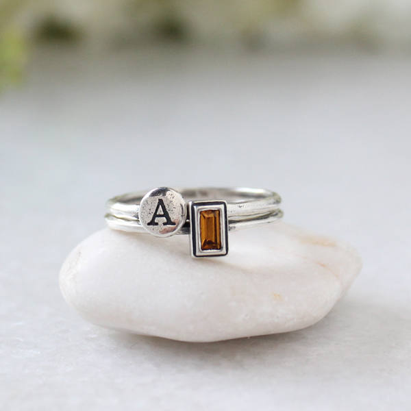 September November Rings November Birthstone Ring in Silver. Stackable Mothers Ring With Topaz ...
