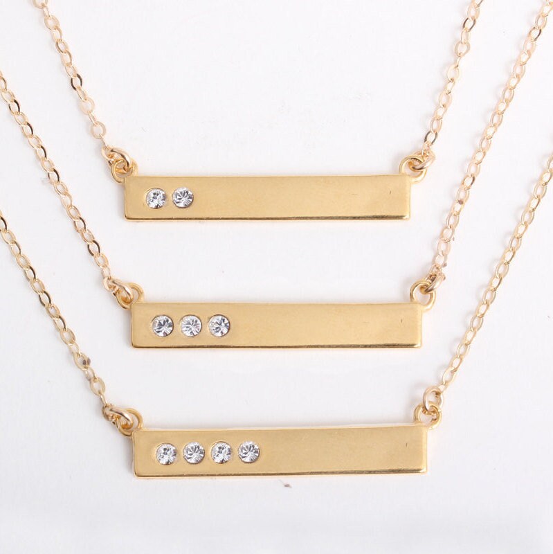 family birthstone bar necklace
