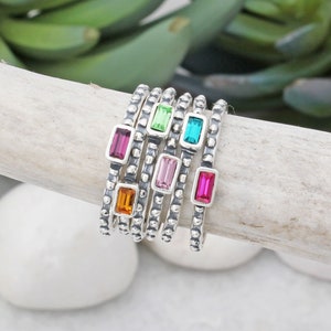 Stacking Rings •  Minimalist Rings • Birthstone Bands • Mothers Rings • Ring for Mom • Gemstone Rings • Boho Jewelry • LARKIN