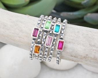 Stacking Rings •  Minimalist Rings • Birthstone Bands • Mothers Rings • Ring for Mom • Gemstone Rings • Boho Jewelry • LARKIN