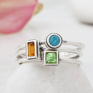 Sterling silver stackable birthstone rings deals