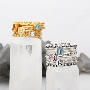 Stacking Rings • Set Silver Stackable Rings • Silver Bands • Unique ...