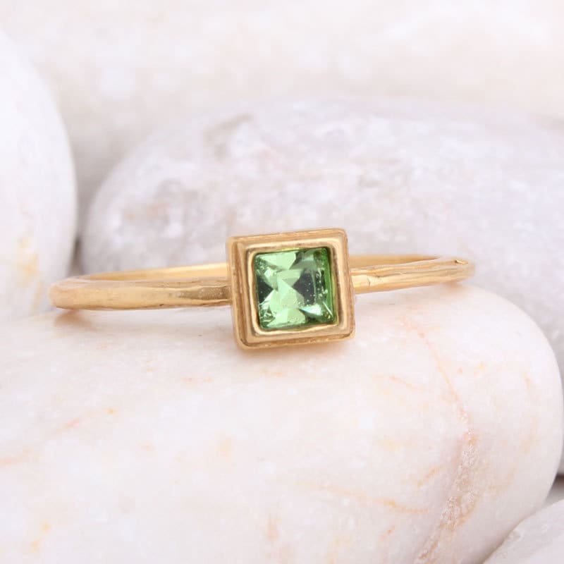 Gold Birthstone Ring Stacking Ring Stackable January February March April May June July August September October November December