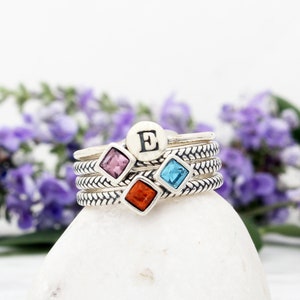 Stacking Silver Bands and Birthstone Rings Stackable Rings Stacking ...