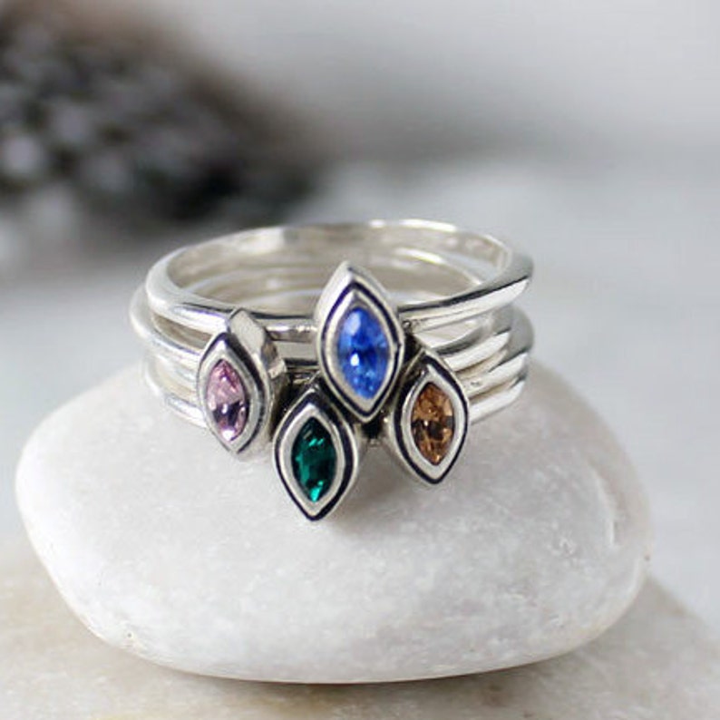 Set of 4 Birthstone Rings Birthstone Stacking Ring in Etsy