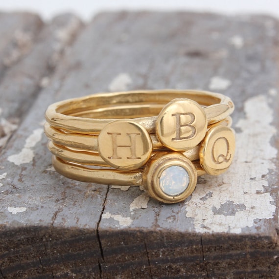 Four Stone Stack Bronze Rings Four Stone Stack Bronze Rings
