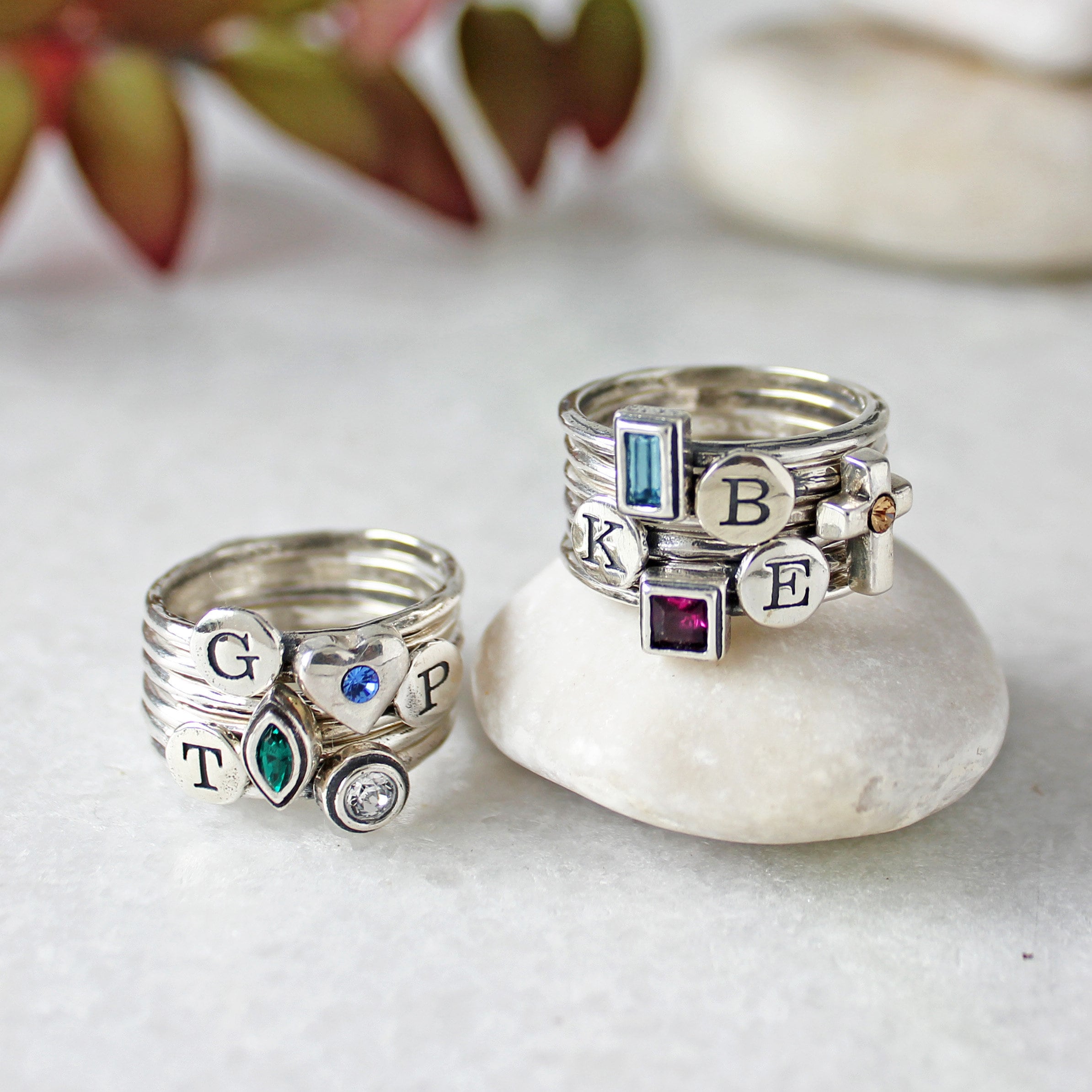Mother's Family Ring Stack of 8 Sterling Silver Rings 4 Etsy