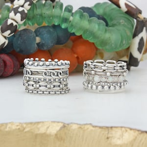 Stack Silver Rings • Birthstone Rings • Initial Rings • Sterling Silver • Ring Set • Design Your Own Ring •  Unique Gift for Her