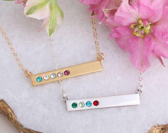 Birthstone Necklace • Birthstone Jewelry • Mothers Necklace • Mom Necklace • Silver • Gold • Rose Gold • Handmade Bestseller Necklace
