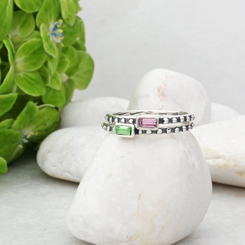 Stacking Rings Minimalist Rings Birthstone Bands Mothers Rings Ring for Mom Gemstone Rings Boho Jewelry LARKIN image 8